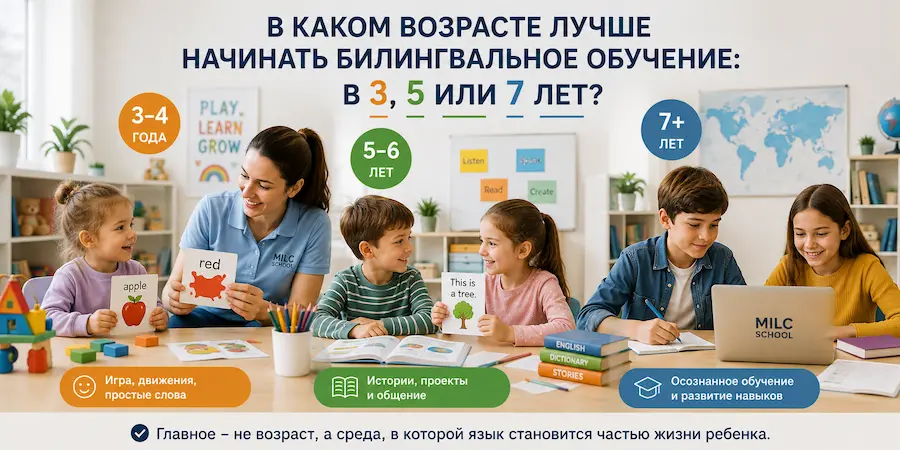 В каком возрасте лучше начинать билингвальное обучение: в 3, 5 или 7 лет
